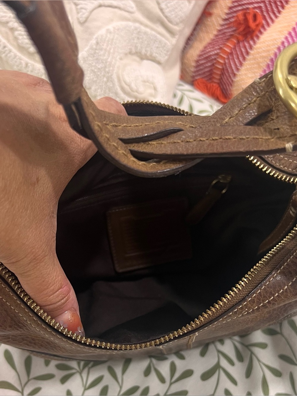 Coach Soho Brown Pebbled Leather Shoulder Bag braided strap #10042 - Picture 5 of 7